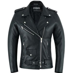 BOHMBERG Lederjacke Damen Retro Biker Highway aus echtem Vollleder Schwarz