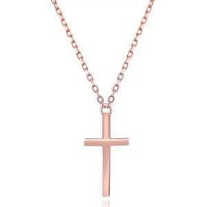 Runde Perlé Kette mit Anhänger minimalistische Kette mit kleinem Kreuz Anhänger, klassisches Kreuz, 925er Silber, 14K Gold, Roségold