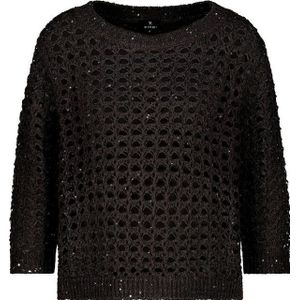 Monari Blusenshirt Strickpullover mit Pailletten coffee bean