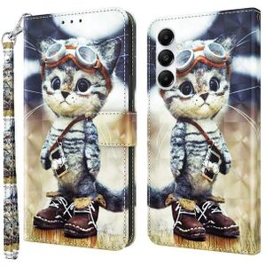 CLM-Tech Handytasche für Samsung Galaxy A35 5G Hülle - Tasche aus Kunstleder Klapphülle (coole Katze, Handyhülle mit Standfunktion - Wallet Flip Case inklusive Kartenfächer), - Cover Etui mit Magnetverschluss - Galaxy A35 5G Schutzhülle