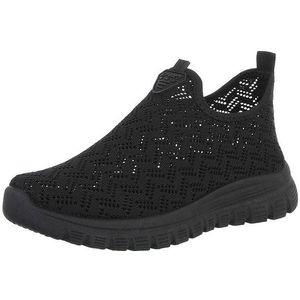 Ital-Design Damen Low-Top Freizeit Slipper (88843506) Keilabsatz/Wedge Sneakers Low in Schwarz