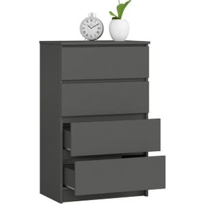 Home Collective Kommode 60 cm breit Holz Highboard Sideboard für Flur Schlafzimmer Wohnzimmer (Kommode Schlafzimmer Kommode mit Schubladen Holz Schrank), Kinderzimmer Organizer, 99 cm hoch mit 4 Schubladen graphit