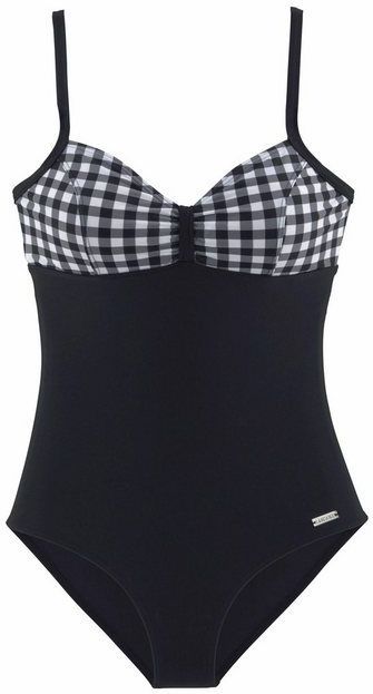 LASCANA Badeanzug mit schwarz-weißen Kontrastdetails und Shaping-Effekt