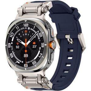 Wigento Smartwatch-Armband Für Samsung Galaxy Watch Ultra 47mm Silikon Titanlegierung Band Blau, Silikonarmband mit Titanlegierung-Schnellverschluss