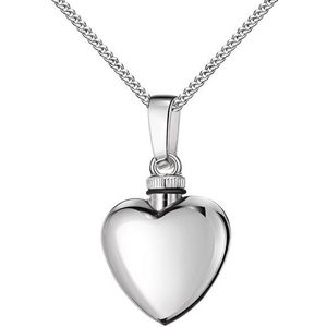 JEVELION Kette mit Anhänger Herz Ascheschmuck für Asche oder kleine Andenken zum Befüllen (Ascheschmuck, für Damen und Mädchen), Kapsel mit Kette Sterlingsilber - Länge wählbar 36 - 70 cm