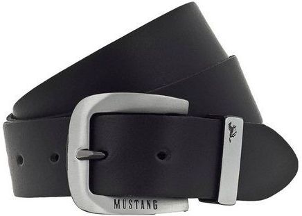 MUSTANG Ledergürtel Dornschließe aus geschwärztem Silber, mit Logo-Schriftzug, 3,5 cm