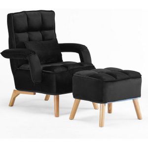 Ofcasa Relaxsessel Loungesessel Polsterstuhl (Relaxsessel mit Hocker), Fernsehsessel aus Samtbezug