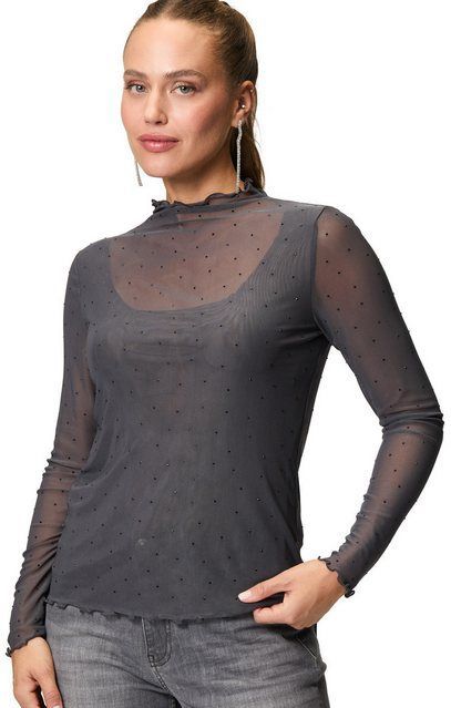 Zero Kurzarmshirt zero Shirt transparent mit Glitzersteinen (1-tlg) Ziersteine