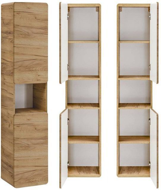 Lomadox Hochschrank LUTON-56-CRAFT Badmöbel, Wotan Eiche Nb. Nb. B/H/T ca. 35/170/32 cm