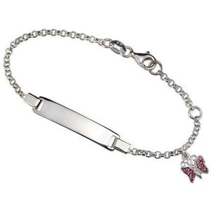 Firetti Armband Schmuck Geschenk Silber 925 Armkette ID-Platte Schmetterling Glitzer, mit Kristallstein