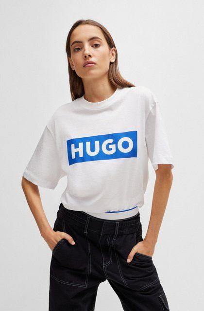 HUGO Blue T-Shirt Nico mit großem Logo-Print, Unisex