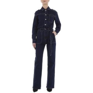 Ital-Design Jumpsuit Damen Freizeit (85884555) Stretch Langer Jumpsuit in Dunkelblau