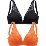 petite fleur Bralette-BH (Packung, 2 Stück) ohne Bügel aus Spitze, Dessous