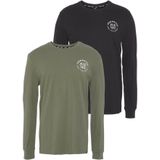 H.I.S Langarmshirt (Packung, 2-tlg., 2er-Pack) Langarm, bedruckt, Rundhalsausschnitt, aus 100% Baumwolle