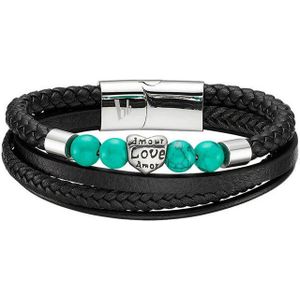 Bruno Banani Lederarmband Schmuck Geschenk Armband Herz, B4109B/20/00/21, mit Malachit