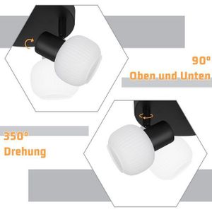 ZMH Deckenstrahler 2/3/4 Flammig E14 Glas Lampenschirm Deckenlampe Vintage Wohnzimmer, Einfache Installation, ohne Leuchtmittel, Schwarz Schwenkbar 350° Morden Spots für Hotellobby Schlafzimmer