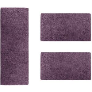 Floordirekt Hochflor-Bettumrandung Barcelona Lila, 3 Größen, Teppichläufer, ideal im Schlafzimmer, Höhe 22 mm, (3-tlg), Shaggy
