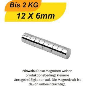 MaajeeKuto Magnet Neodym-Magnete 12 x 6 mm Supermagnete mit hoher Haltekraft Magnete (3-St)