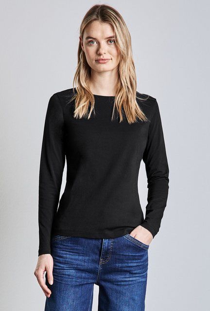 STREET ONE Langarmshirt aus reiner Baumwolle