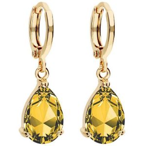 LÖB Paar Creolen Damen Ohrringe Hängend Creolen Tropfen Zirkonia Stein Anhänger Gold (Geschenke für Frauen Beste Freundin Mutter Mama Damen zum Geburtstag Ostern Muttertag Muttertagsgeschenk), Goldene Ohrhänger Tropfenform Vergoldet Gelb Oval Strass Glitzer