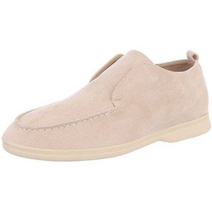 Ital-Design Damen Mokassins Freizeit Slipper (87117970) Blockabsatz Mokassins in Beige
