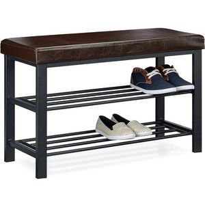 relaxdays Schuhbank mit Polsterung, Braun