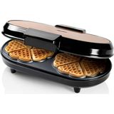bestron Waffeleisen ADWM730CO, 1200 W, für klassische Herzwaffeln, mit Backampel & Antihaftbeschichtung