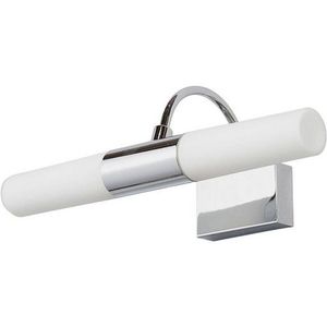Lindby Wandleuchte Devran, dimmbar, Leuchtmittel nicht inklusive, Modern, Glas, Metall, weiß satiniert, chrom, 2 flammig, G9, Bad
