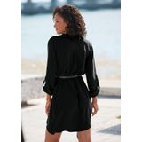 LASCANA Longbluse (mit Gürtel in Lederoptik) aus gekreppter Ware, lockeres Blusenkleid, elegant-chic