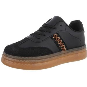 Ital-Design Damen Low-Top Freizeit Sneaker (88577510) Flach Sneakers Low in Schwarz