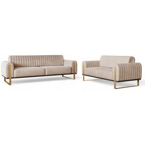 Fun Möbel Polstergarnitur Sofaset Designersofas VALERIE 3-2 in Stoff Elisa Velvet, (2-tlg., 2 Sofas), Rückenlehne verstellbar, Rundumbezug