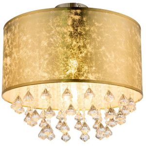 GLOBO LIGHTING LED Deckenleuchte, Leuchtmittel inklusive, Warmweiß, Kristall Deckenleuchte gold Esszimmer LED Deckenlampe