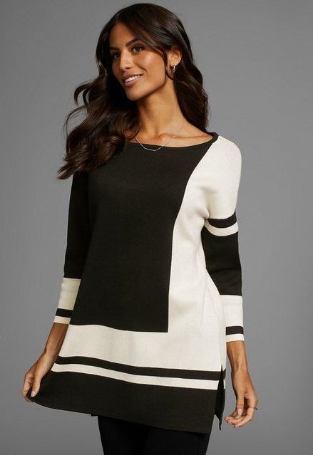 Laura Scott Longpullover mit geometrischer Grafik
