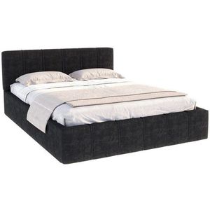 FDM Polsterbett TOPSELLER Stauraumbett MADE IN EU - aus hochwertigem Velours (verfügbar 90x200 120x200 140x200 160x200 180x200cm, Bettrahmen, Bett, Optional mit Matratze bestellbar, mit großen gepolsterten Kopfteil, mit Bettkasten zum aufklappen), Metallrahmen mit Lattenrost, hydraulische Klappfunktion für Stauraum