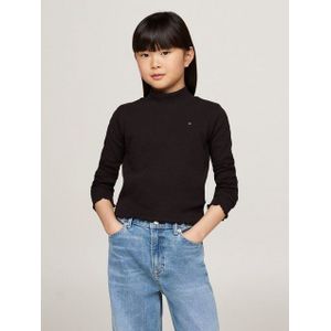 Tommy Hilfiger Langarmshirt MOCK NECK RIB TOP LS mit Babylock-Saum, Logostickerei