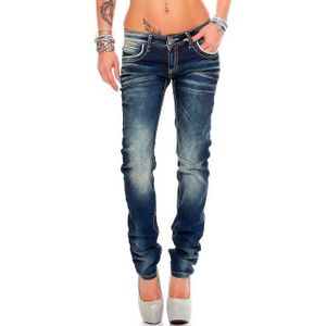 Cipo & Baxx 5-Pocket-Jeans Low Waist Hose BA-WD256 W26/L34 (1-tlg) Stonewashed mit Farbigen Nähten in Casual