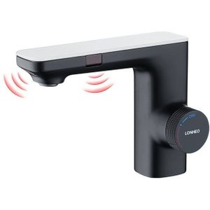 Auralum Max Waschtischarmatur IR Infrarot Sensor Wasserhahn Automatisch Waschbecken Badarmatur Schwarz Badarmatur