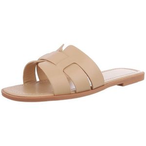 Ital-Design Moderne Sandalen für Freizeit und Sommervergnügen Pantolette (89322867) Blockabsatz Pantoletten in Hellbraun