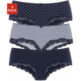 LASCANA Panty (3er-Pack) aus elastischer Baumwolle mit zarter Spitze