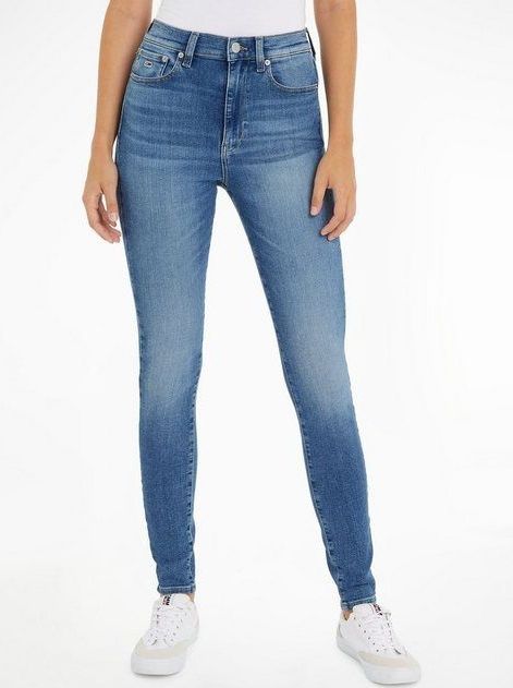 Tommy Jeans Bequeme Jeans Sylvia Skinny Slim Jeans Hohe Leibhöhe mit Ledermarkenlabel