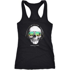 Neverless Tanktop Damen Tank-Top Totenkopf Kopfhörer Musik Party Skull Sonnenbrille Schädel Sounds of Detroit Music Racerback Neverless®