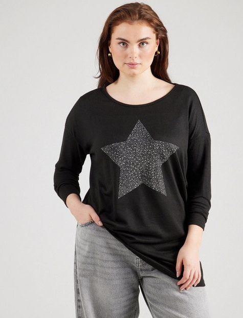 ONLY CARMAKOMA Langarmshirt CARMalba (1-tlg) Ziersteine