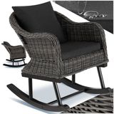 tectake Schaukelstuhl Rattan Schaukelstuhl (Komplettset, 1 St), Hochwertiges Geflecht aus UV-beständigem Polyrattan