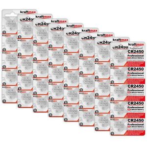 kraftmax 40er Pack CR2450 Lithium Hochleistungs- Batterie / 3V Knopfzelle, (1 St)