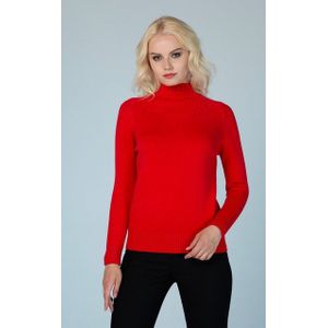 Passioni Strickpullover roter Stehkragenpullover mit Rippdetails