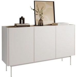 Compleo Kommode dreitürig, Tischplatte- Eiche Linea, Füße aus Metall (ZOTI), skandinavisches Design