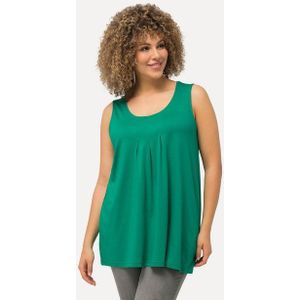 Ulla Popken T-Shirt Top Zierfalten A-Linie Rundhals ärmellos Modal