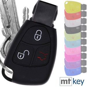 mt-key Schlüsseltasche Autoschlüssel Softcase Silikon Schutzhülle Schwarz, für Mercedes Benz W204 W245 S203 A209 C-Klasse CLK SLK W211 W203 W170
