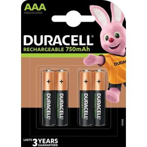 Duracell 4 Akku AAA 750mAh Nickel-Metall-Hydrid im 4er Blister Batterie