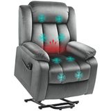 HOMCOM Massagesessel Fernsehsessel mit Aufstehhilfe, Liegefunktion, Heizfunktion (TV-Sessel, 1-St., Relaxsessel), mit Taschenfederkern, Seitentasche und Fernbedienung, Dunkelgrau